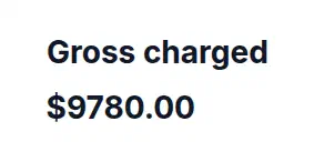 SwiftEnroll revenue card reading Gross charged $9780.00
